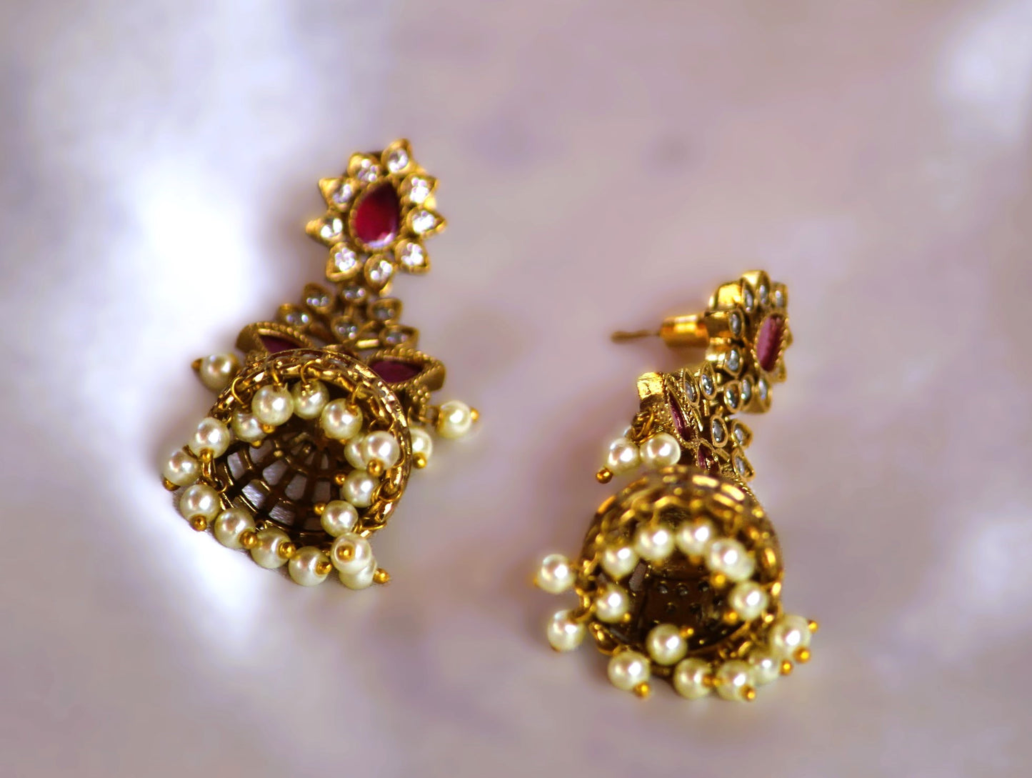 Pink Abhilasha Jhumkis