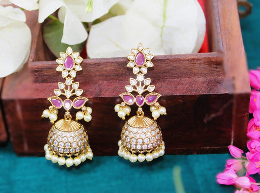 Pink Abhilasha Jhumkis