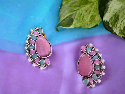 Multicolor Mansi Oxidised Studs