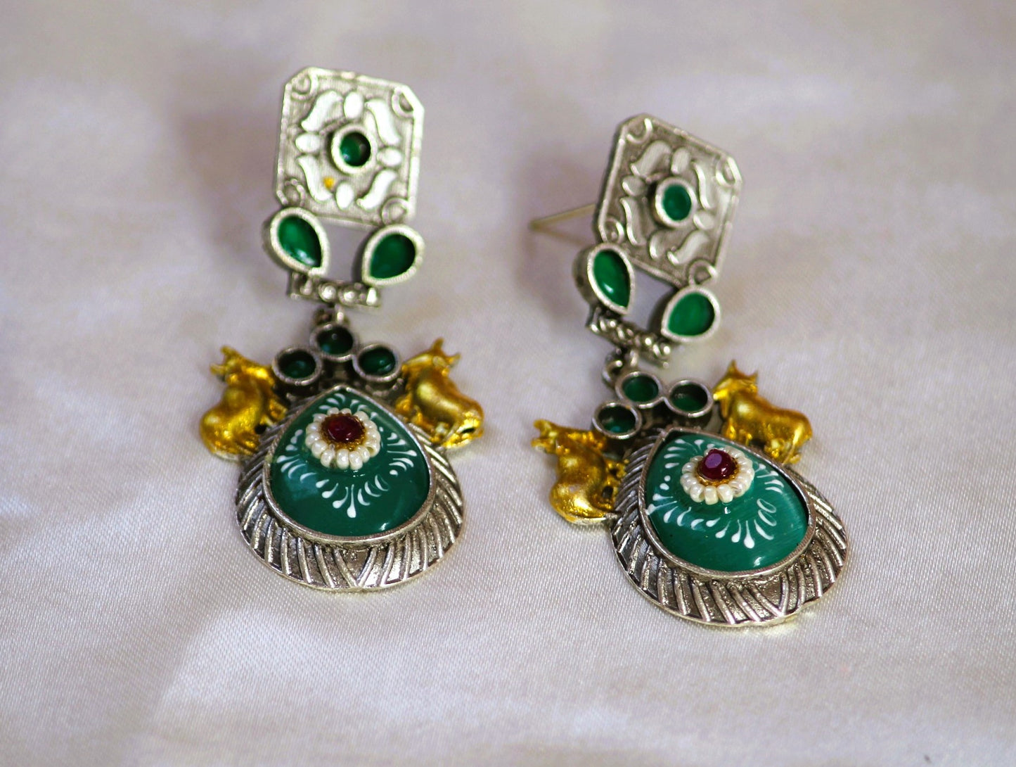 Green Keshini Dual Tone Danglers