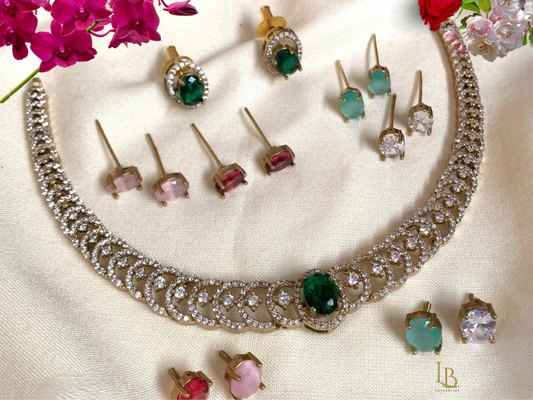 Multicolor Ahanya Victorian Jewellery Set