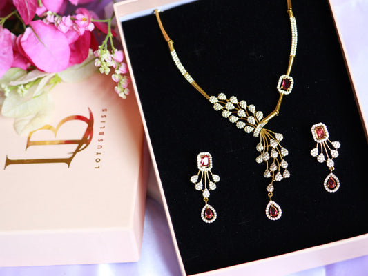 Ruby Raga Zirconia Hasli Set