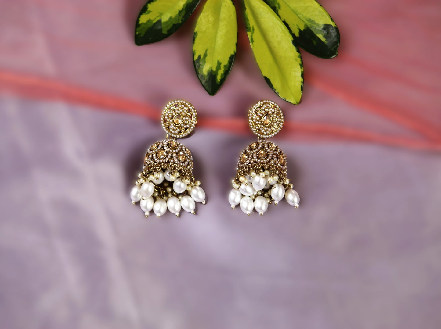 White Pearl  Inchara Jhumkis