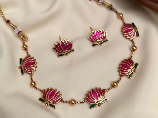 Pink Kamala Antique Jewellery Set