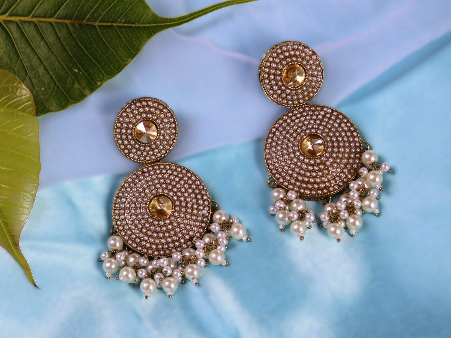 White Swaroopa Danglers