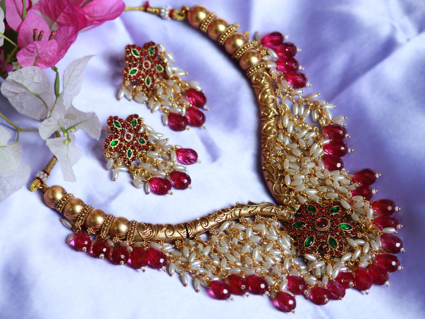 Pink Madhuri Jewellery Set