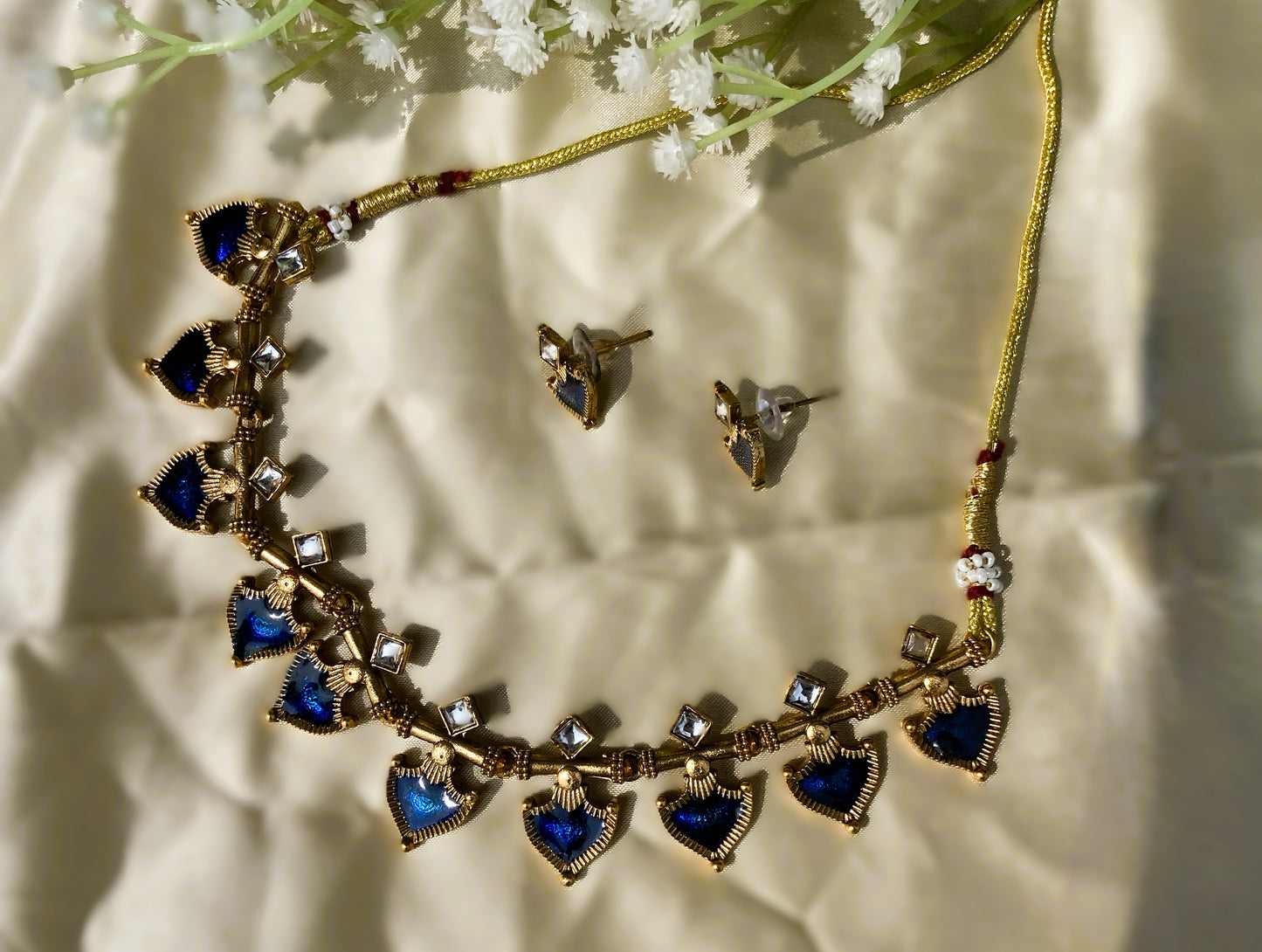 Blue Ruthva Antique Jewellery Set