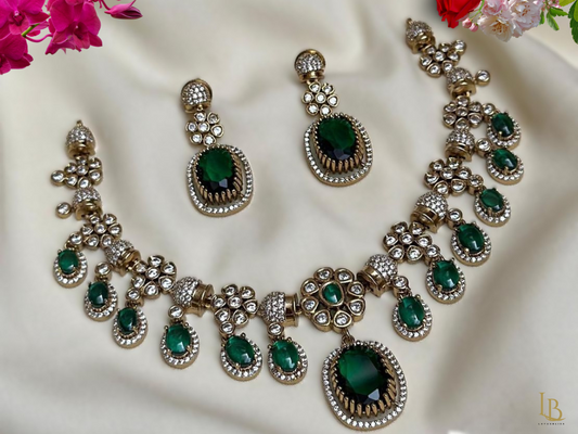 Green Preetha Victorian Jewellery Set