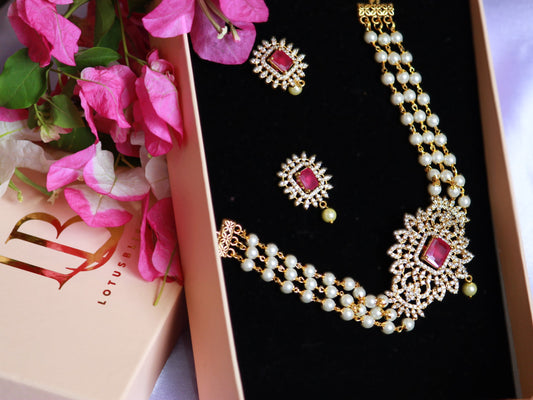 White Vydehi Choker Jewellery Set